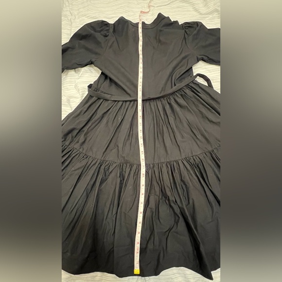 BATSHEVA DRESS - Pearl-Button Black Cotton Dress - Picture 12 of 14